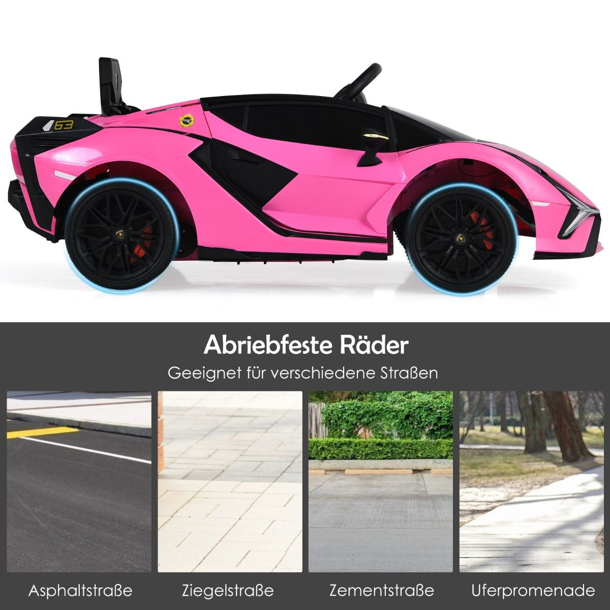 12V Kinderauto Mit 2,4G-Fernbedienung Mit Musik Und Led-Scheinwerfer 108 X 64 X 41 Cm Rosa