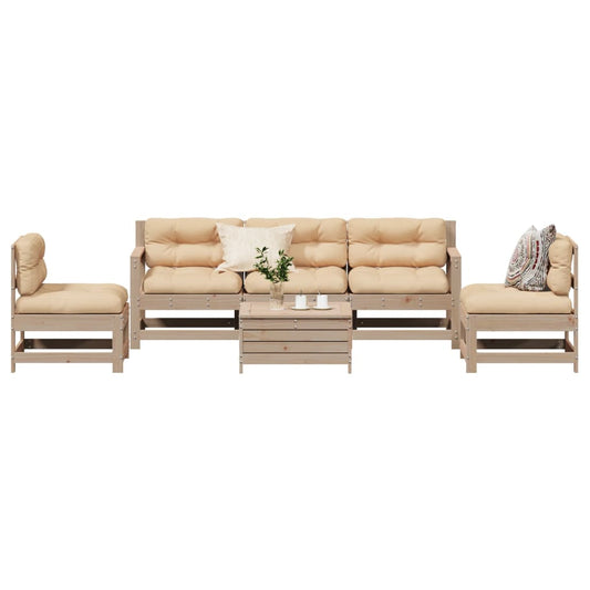 Gartenmöbel Lounge Set Sitzgruppe Sofa 6-Tlg. Kissen Massivholz Kiefer Vidaxl