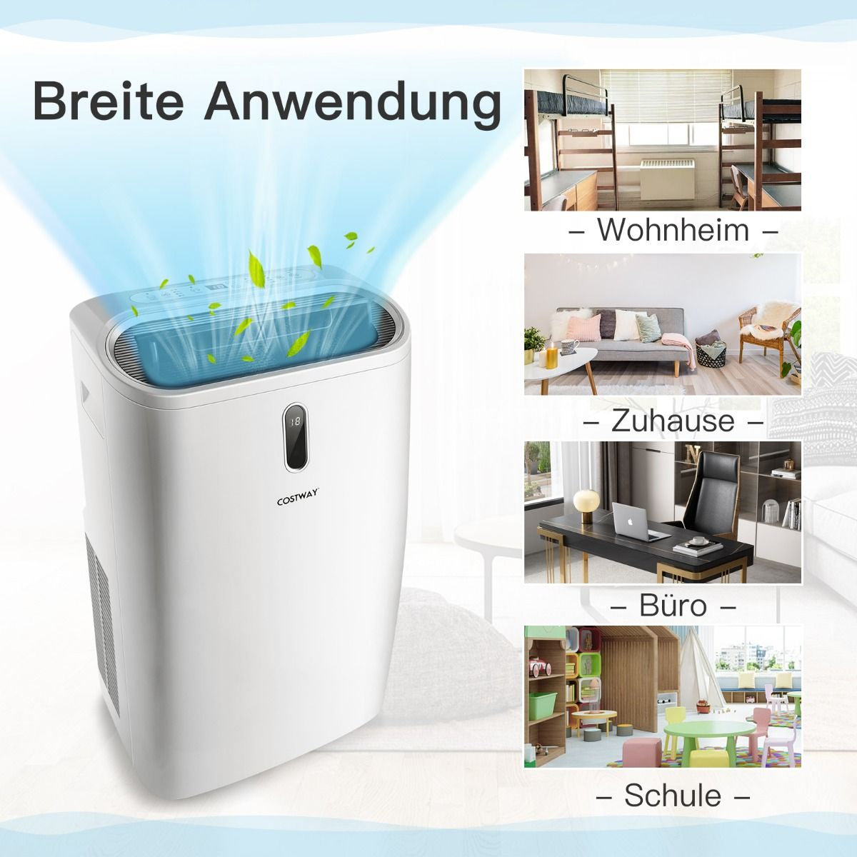 5 in 1 Mobile Klimaanlage 16000 BTU Kühl&Ventilator&Entfeucht&Heiz Entfeuchter 16℃-32℃ 44,5 X 39 X 77 Cm Weiß