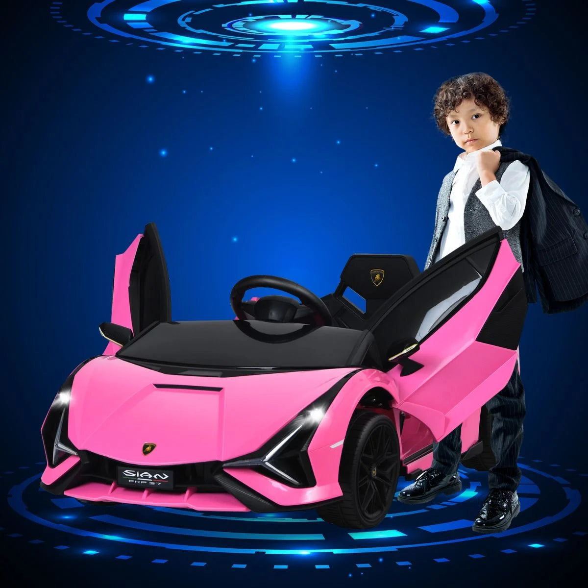 12V Kinderauto Mit 2,4G-Fernbedienung Mit Musik Und Led-Scheinwerfer 108 X 64 X 41 Cm Rosa